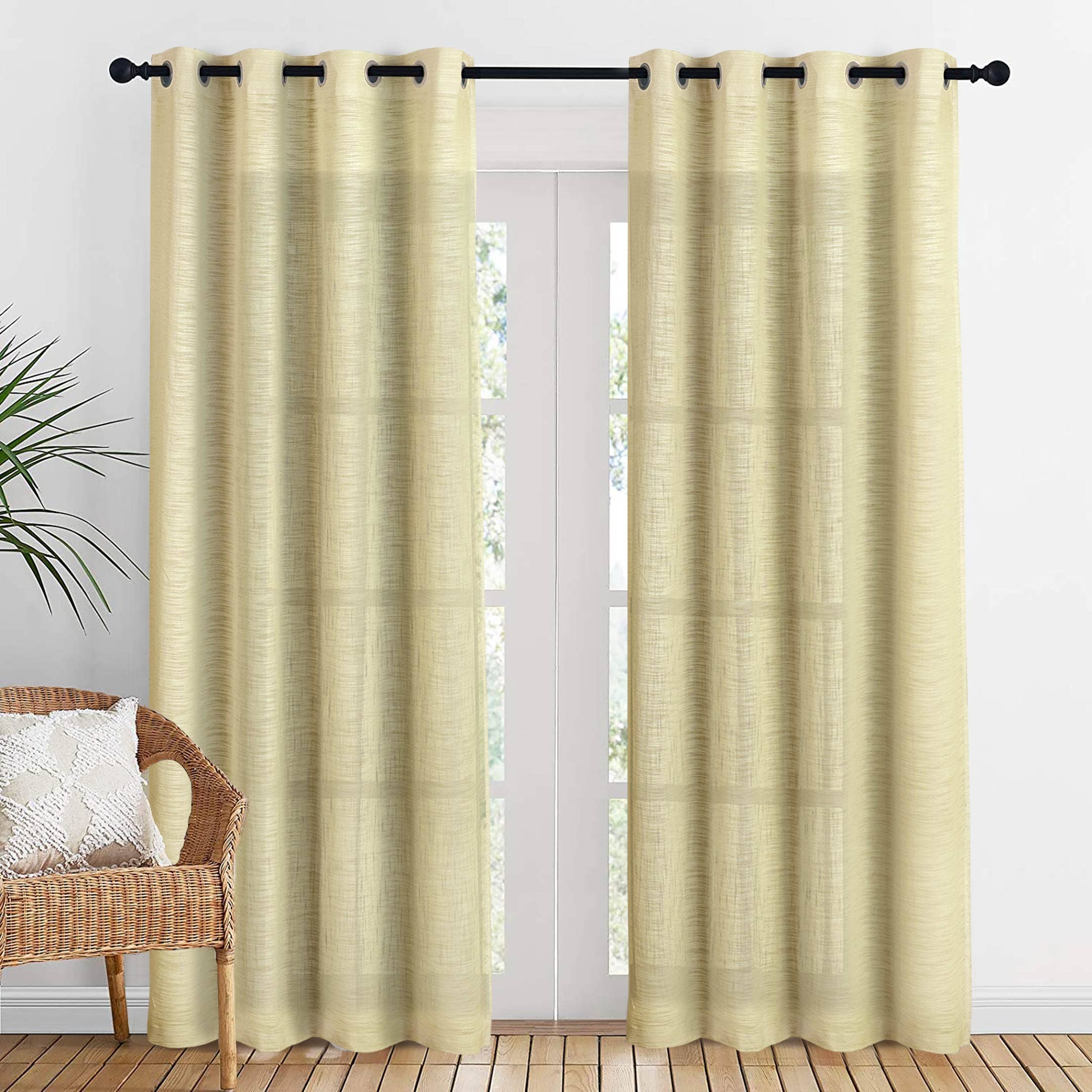 Long Window Sheer Curtain 100% Cotton Drape 50x84" (Single Panel)