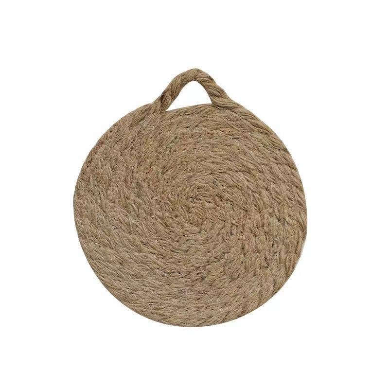 Round Woven Natural Trivets with Handle