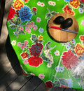 Green Mums 68" Round Tablecloth