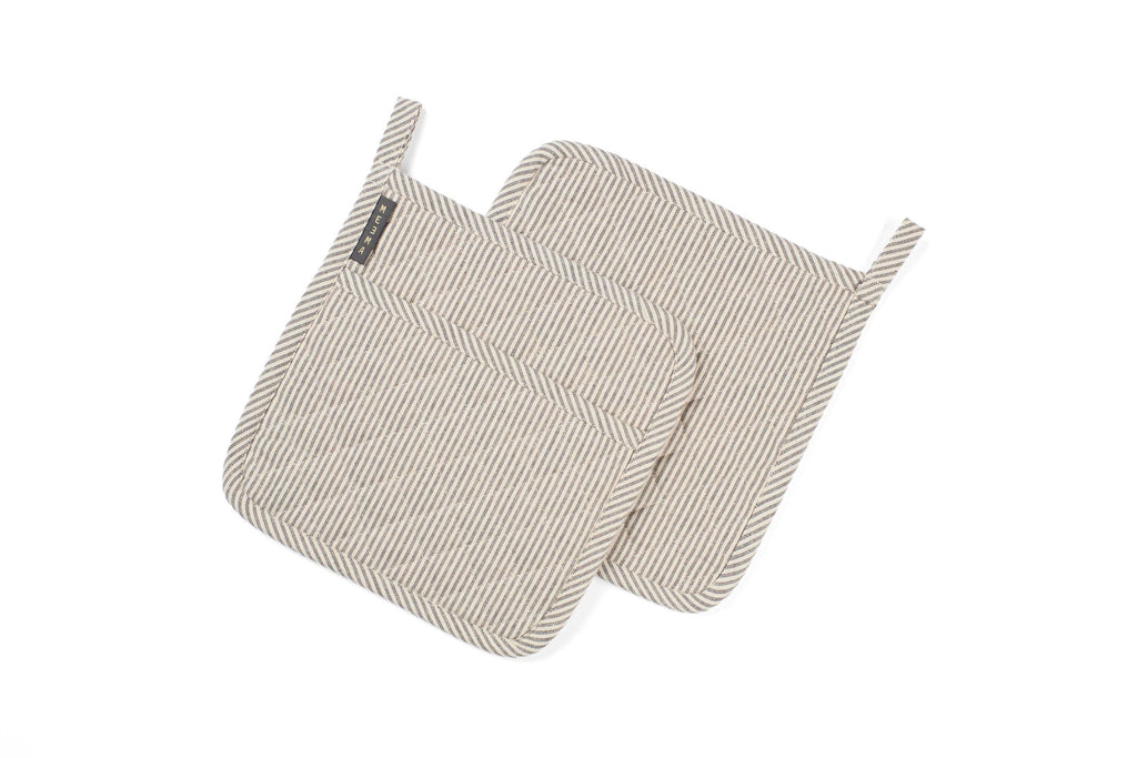 Quilted Pot Holders Set of 2 – Upcycled Cotton, Durable