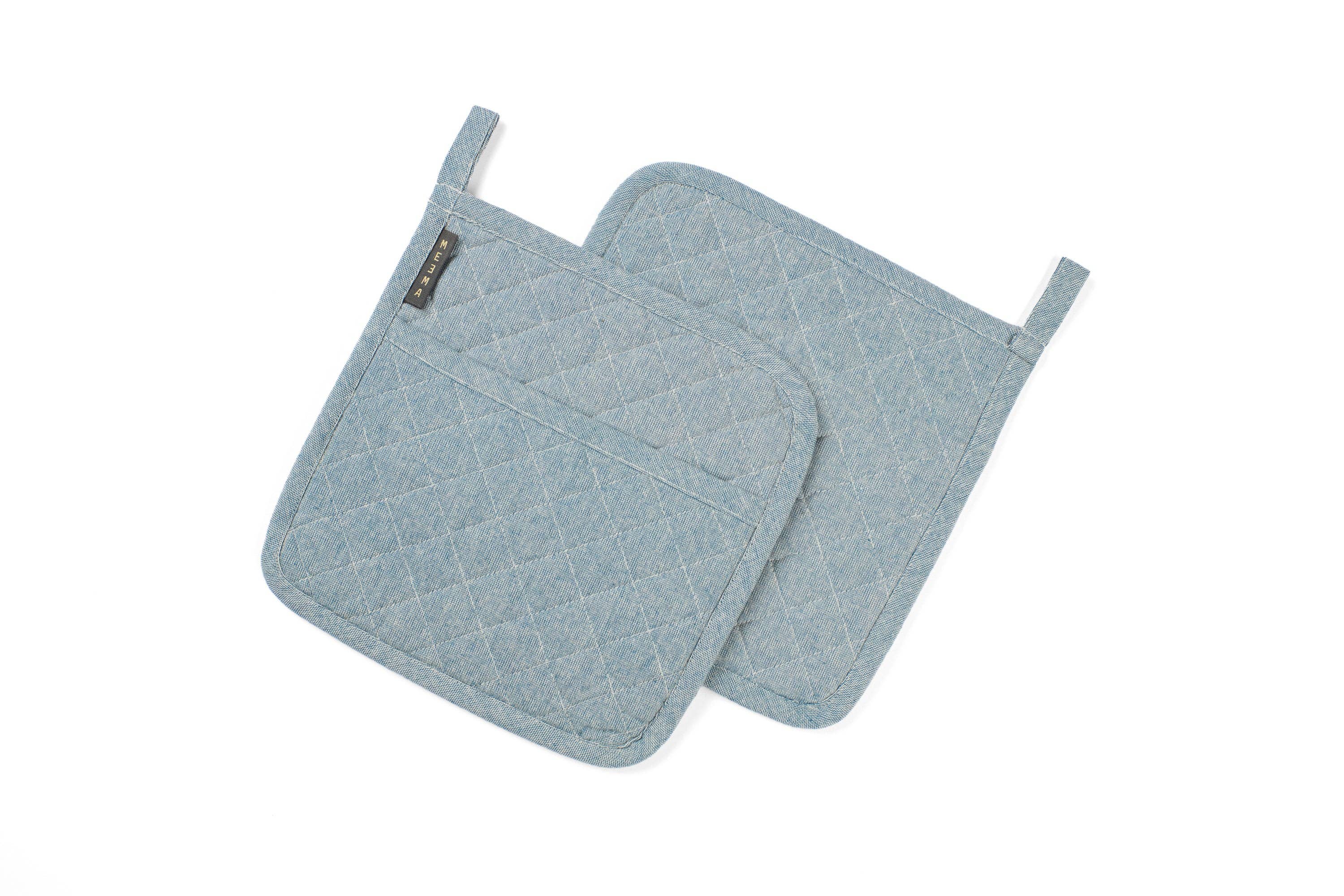 Quilted Pot Holders Set of 2 – Upcycled Cotton, Durable