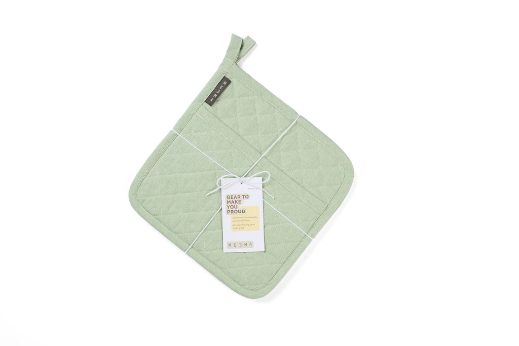 Quilted Pot Holders Set of 2 – Upcycled Cotton, Durable