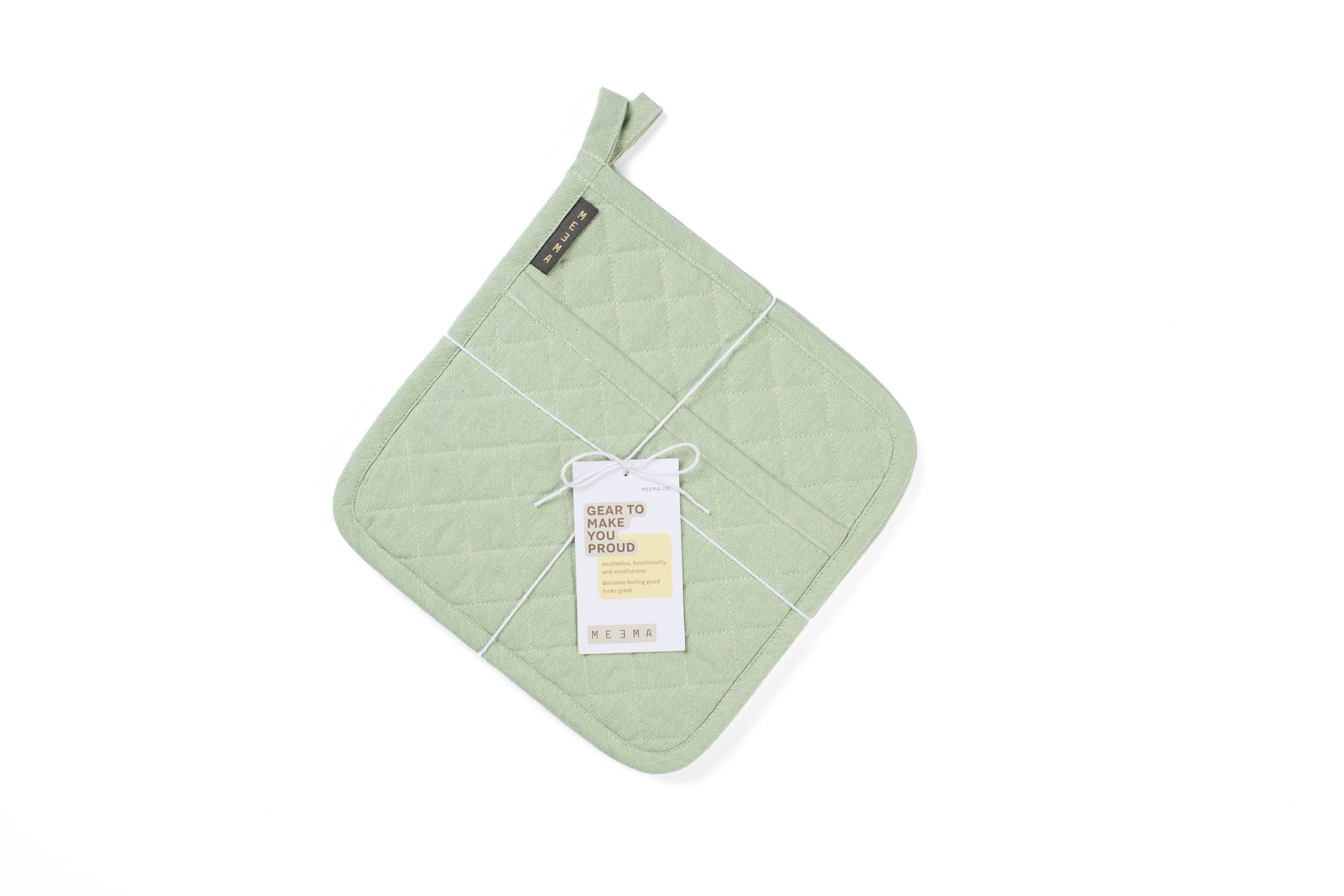 Quilted Pot Holders Set of 2 – Upcycled Cotton, Durable