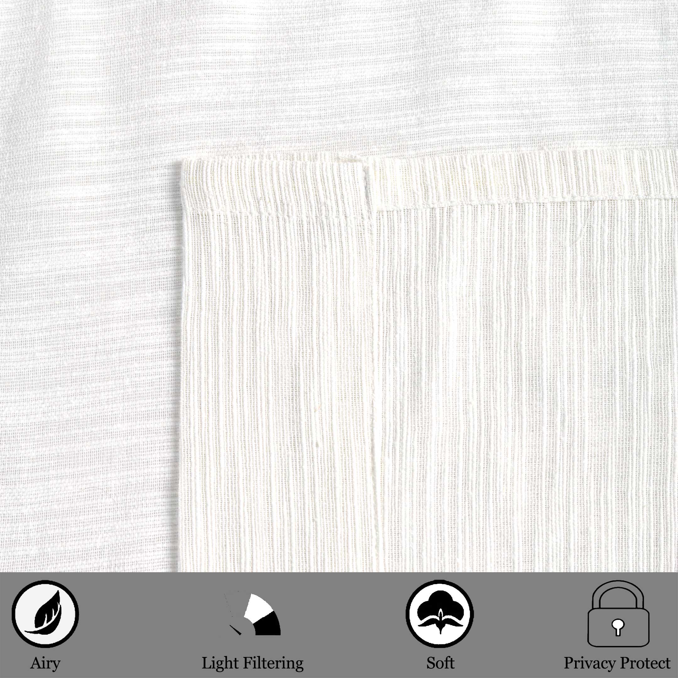 Long Window Sheer Curtain 100% Cotton Drape 50x84" (Single Panel)