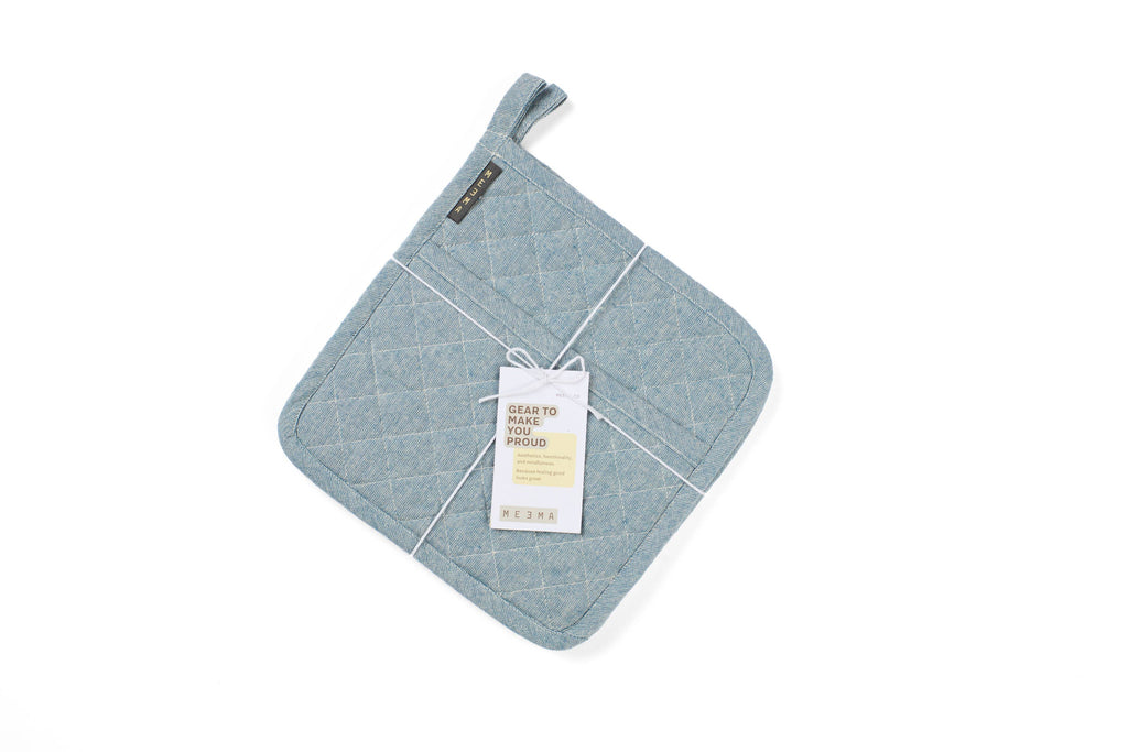 Quilted Pot Holders Set of 2 – Upcycled Cotton, Durable