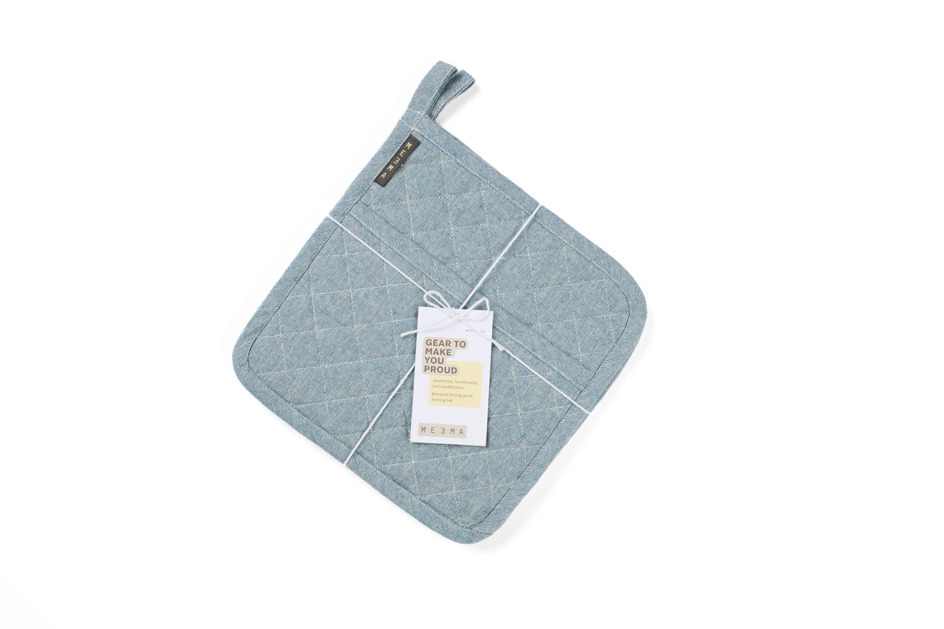 Quilted Pot Holders Set of 2 – Upcycled Cotton, Durable