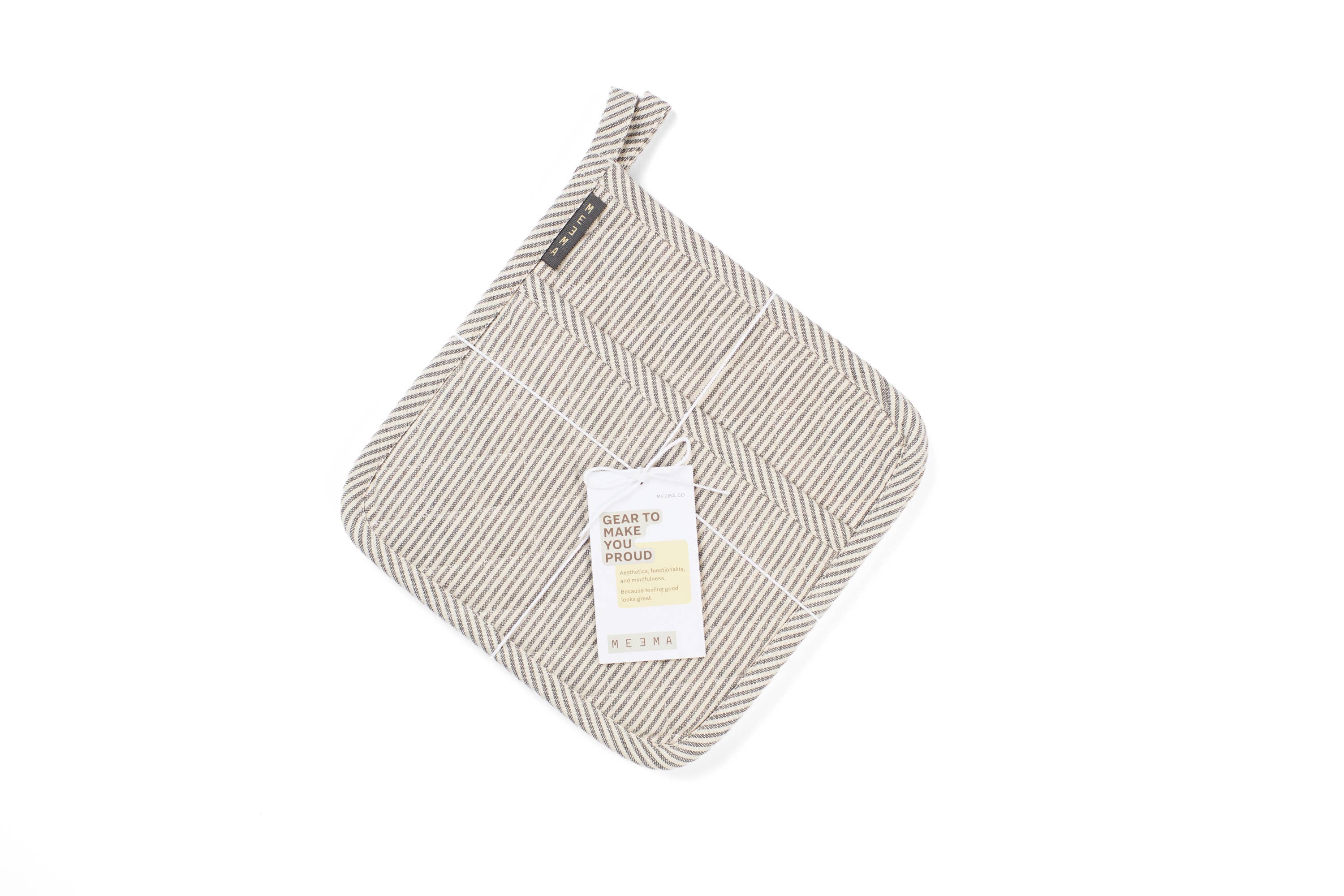 Quilted Pot Holders Set of 2 – Upcycled Cotton, Durable