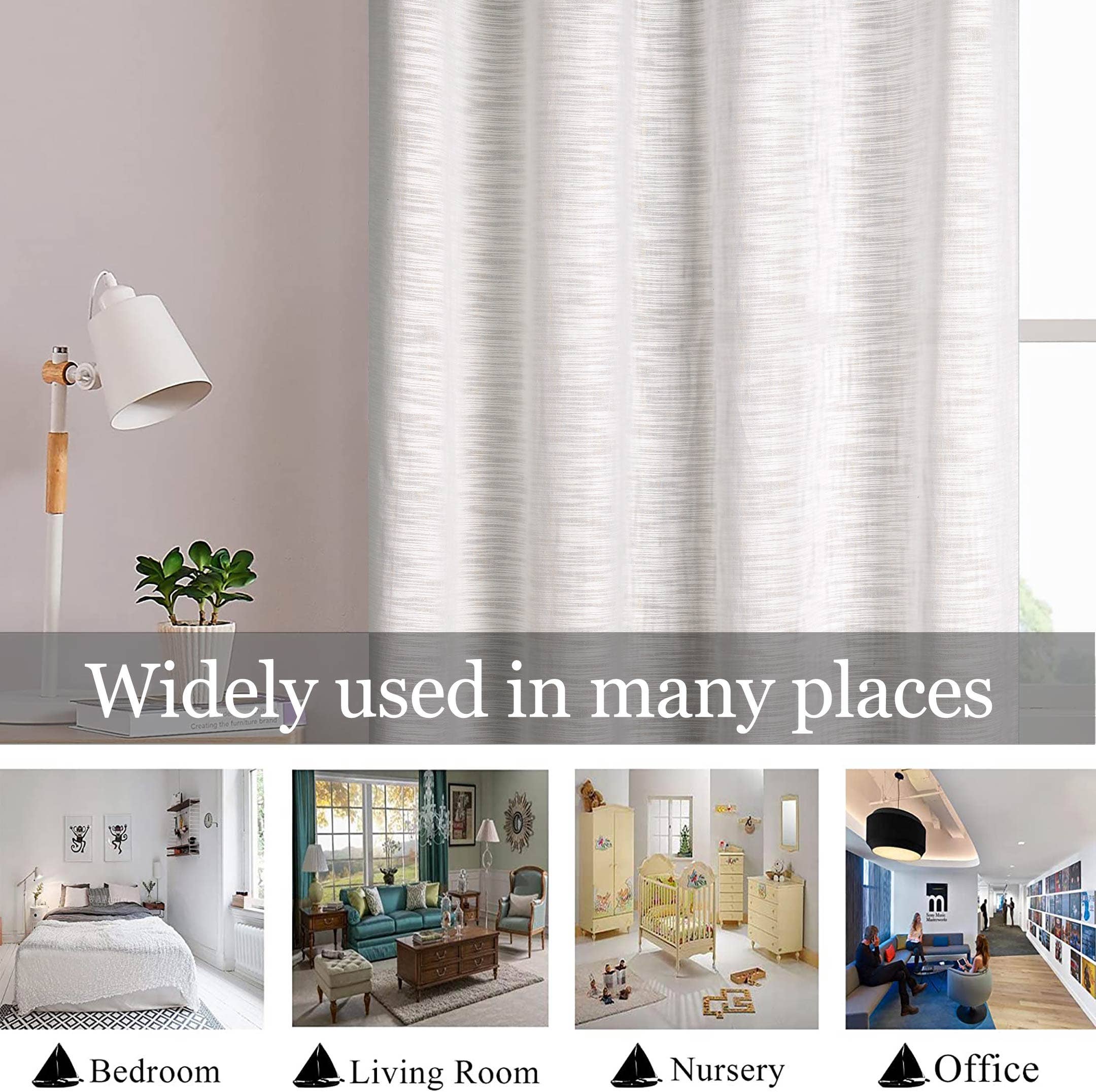 Long Window Sheer Curtain 100% Cotton Drape 50x84" (Single Panel)