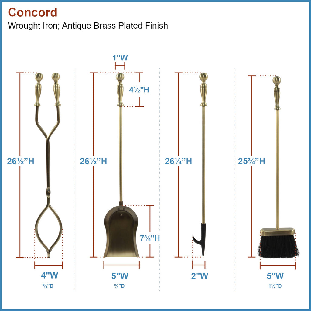 Fireplace Set, Antique Brass