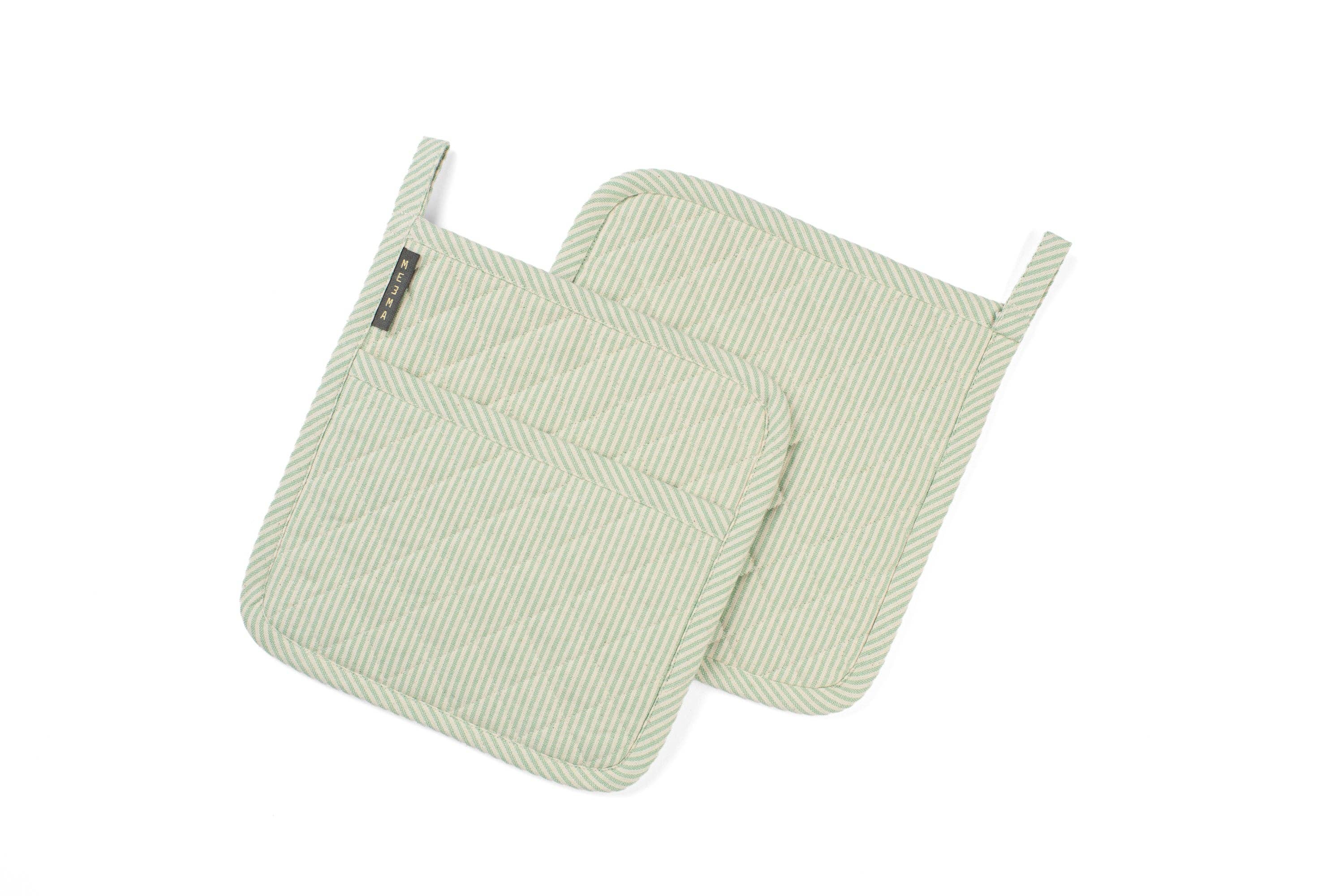 Quilted Pot Holders Set of 2 – Upcycled Cotton, Durable