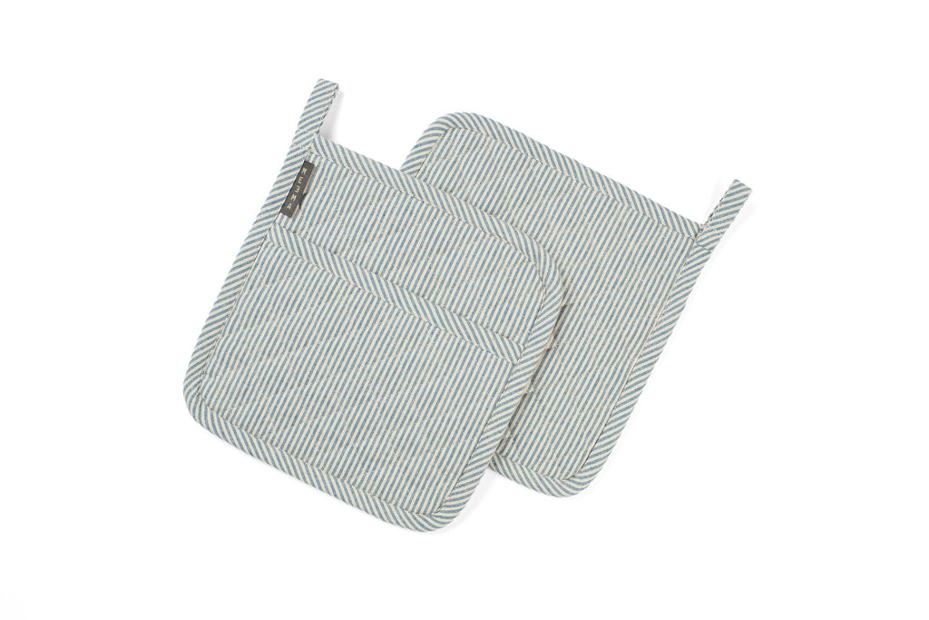 Quilted Pot Holders Set of 2 – Upcycled Cotton, Durable