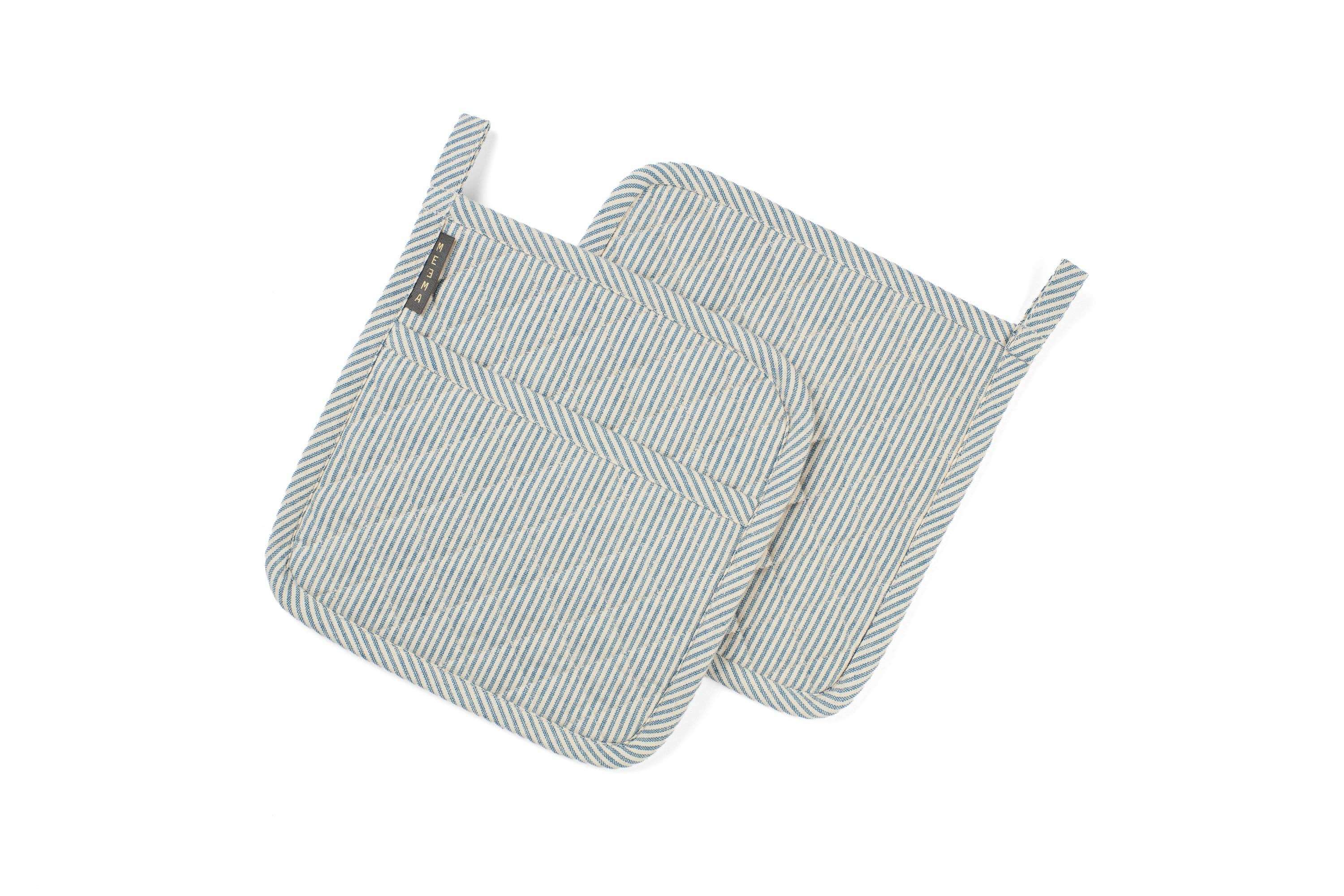 Quilted Pot Holders Set of 2 – Upcycled Cotton, Durable