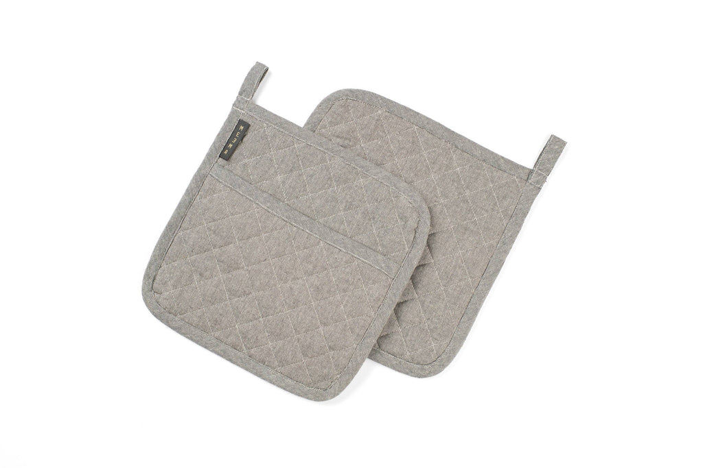 Quilted Pot Holders Set of 2 – Upcycled Cotton, Durable