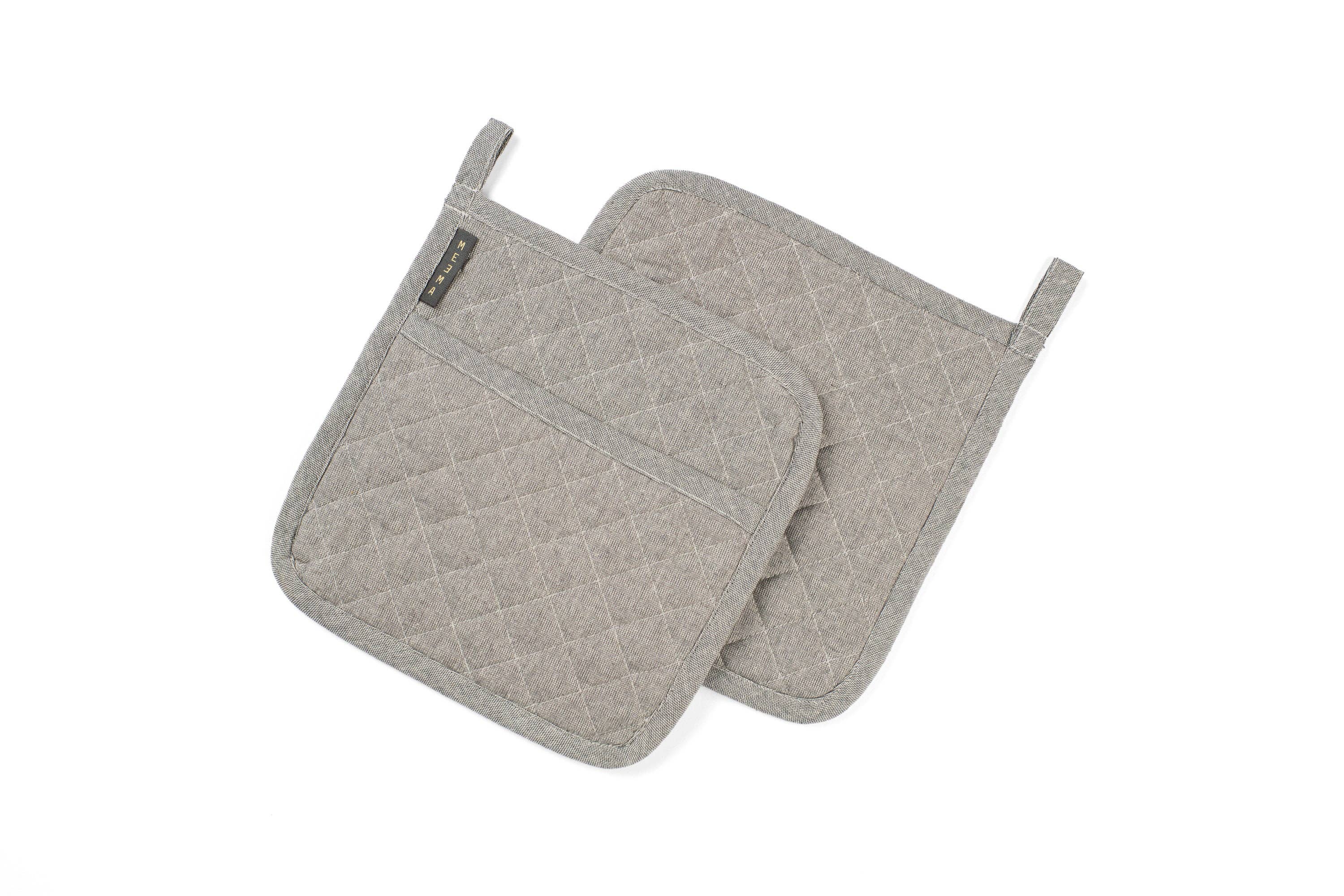 Quilted Pot Holders Set of 2 – Upcycled Cotton, Durable