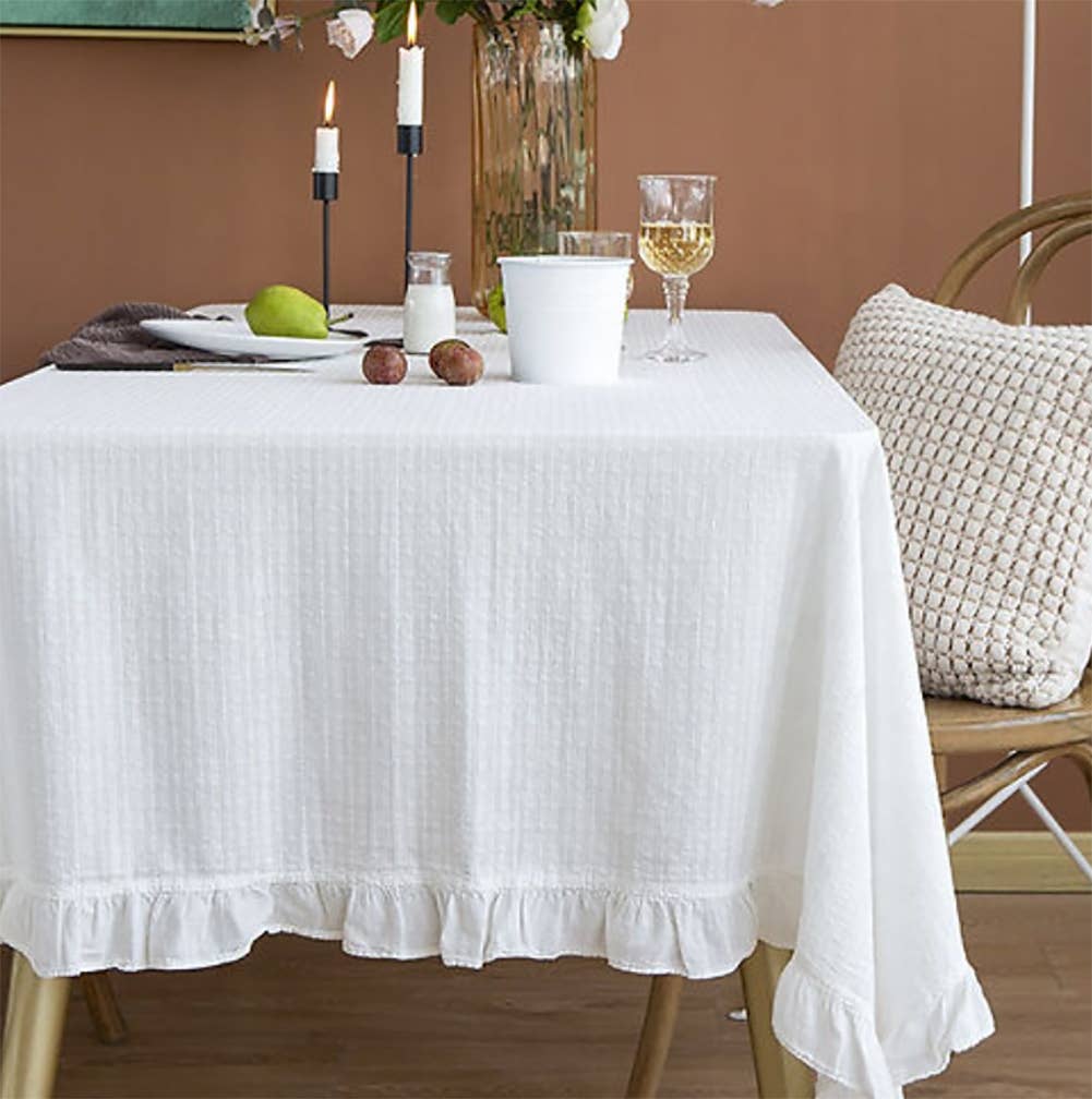 Ruffled Cotton Tablecloth